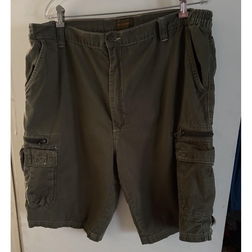 Boulder Creek Cargo Shorts Mens 40 Tall Olive Utility Hiking Tactical Cotton Zip